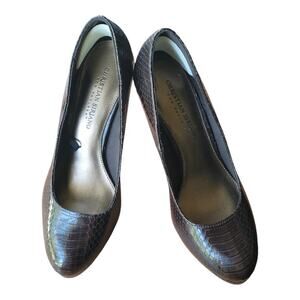 Christian‎ Siriano Dark Brown Faux Snake Skin 4” High Heels Shoes Pumps Sz 7.5